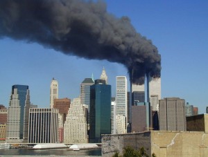 Smoke billows from the World Trade Center following the September 11th attacks.