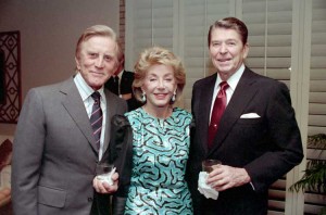 President Ronald Reagan with actor Kirk Douglas and his wife Anne Buydens. Photo: White House. 