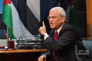 Chief PLO negotiator Saeb Erekat at the HaaretzQ-New Israel Fund conference in New York. Erekat said the Palestinian leadership expects to meet and discuss decisions made regarding relations with Israel. Photo: Wikipedia.