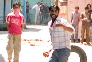 An Arab throwing rocks.