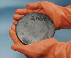 A billet of highly enriched uranium. Photo: WikiCommons.