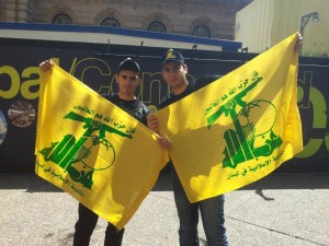 The Hezbollah flag at the rally in Australia, in February, 2013. Photo: Australian Syrian Youth Organization via Facebook.