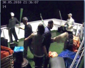 Footage taken from the Mavi Marmara security cameras shows the militants preparing to attack IDF soldiers. Photo: IDF.