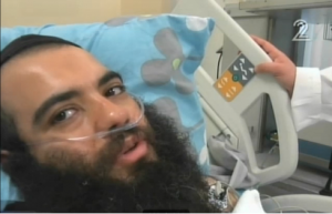 Chabad of Dagestan, Russia, Rabbi Ovadia Isakkov, recovering in the Beilinson hospital in Petach Tikva, Israel. Photo: Screenshot.