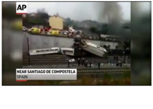 train A high-speed train crashed near Santiago de Compostela, Spain, killing 78 passengers. Photo: Screenshot.