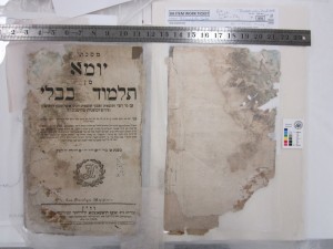 During treatment by the National Archives and Records Administration, a Babylonian Talmud from Vienna, dating back to 1793. The Talmud is part of what has become known as the Iraqi Jewish Archive. Photo: National Archives and Records Administration.