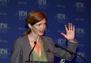 U.S. Ambassador to United Nations Samantha Power speaking at the ADL annual conference in New York City, on October 31, 2013. Photo: David Karp / ADL.