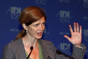 U.S. Ambassador to United Nations Samantha Powers speaking at the ADL annual conference in New York City, on October 31, 2013. Photo: David Karp / ADL.