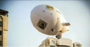 balloon A Hamas observation balloon, photos of which were posted to its official Facebook page. Photo: Screenshot / Channel 2.