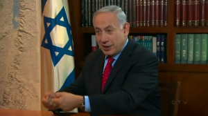 Israel Prime Minister Benjamin Netanyahu being interviewed on CTV. Photo: Screenshot / CTV.