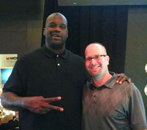Shaquille O'Neal and Rabbi Jason Miller speaking Hebrew together in Las Vegas. Photo: Screenshot / Jason Miller.