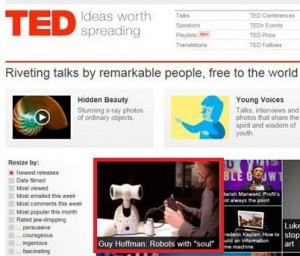 IDC Herzliya Professor Guy Hoffman on Artificial Intelligence, being highlighted by the TED Talks homepage. Photo: Screenshot.