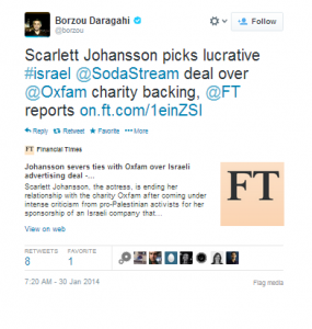 The controversial tweet from the FT's Middle East and North Africa Corpespondent, Borzou Daragahi. Photo: Screenshot / Twitter.