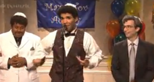 Jewish rapper Drake (center), in a SNL skit about his bar mitzvah. Photo: Screenshot.