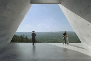 The view at the end of the prism of Jerusalem's Yad Vashem Holocaust History Museum, designed by Moshe Safdie. Photo: Timothy Hursley.