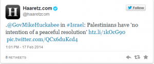 haaretznyp Ha'aretz's corrected Twitter account. Photo: Screenshot.