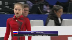 Julia Lipnitskaia's performing her "red coat