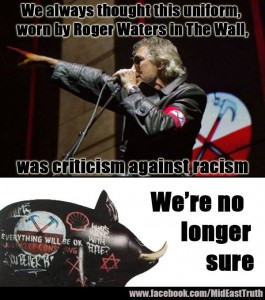 A poster criticizing Roger Waters and the Star of David-emblazoned pig used in his concerts. The poster was attached by a commenter to his open letter to Scarlett Johansson. Photo: Screenshot.