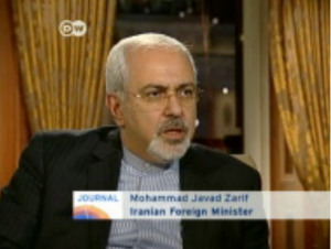 Iranian Foreign Minister Mohammad Javad Zarif being interviewed on Germany's Deutsche Welle, broadcast on February 3, 2014. Photo: Screenshot / Deutsche Welle.