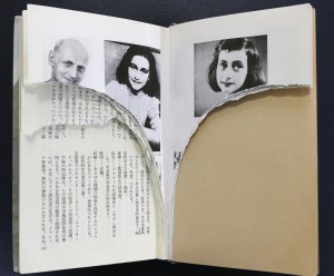 A copy of Anne Franks's 'The Diary of a Young Girl' that was destroyed in a bout of vandalism in Tokyo. Photo: Screenshot / KYODO.