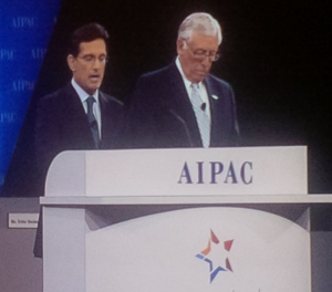 Republican and Democratic leaders of the U.S. House of Representatives, Eric Cantor and Heny Stoyer, at the 2014 AIPAC Policy Conference, on March 3, 2014. Photo: Algemeiner.