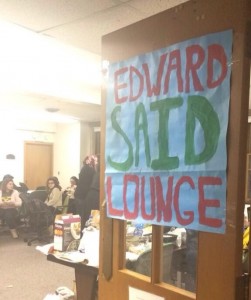 Proponents of the resolution awaiting the vote at the makeshift 'Edward Said Lounge' on the University of Michigan campus. Photo: Twitter / Farrahtweets.