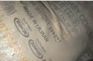 "Made in Iran" stamped on a bag of cement used to conceal rockets aboard an Irani ship destined for Gaza via Sudan. Photo: IDF.