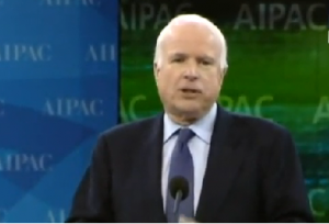 U.S. Senator John McCain speaking at 2014 AIPAC Policy Conference, on March 3, 2014. Photo: Screenshot.