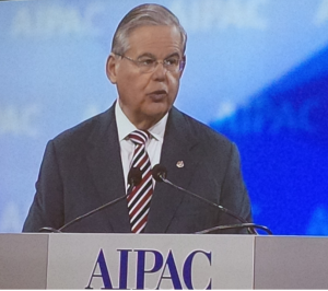 U.S. Senator Robert Menendez at the 2014 AIPAC Policy, on March 4, 2014. Photo: Algemeiner.
