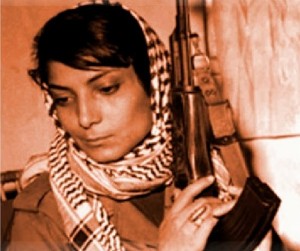 Black September PLFP terrorist Leila Khaled, in the iconic portrait that Elder of Ziyon re-created as a poster. Photo: Elder of Ziyon.