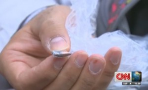 The bullet supposedly found at the scene of the Beitunia shooting. Photo: CNN / Screenshot.