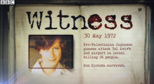 Title screen of the BBC program 'Witness' about the PFLP-sponsored attack on Tel Aviv's Lod airport. Photo: Screenshot.