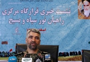 Iranian Brigadier General Ali Fazli, Lieutenant Commander of its volunteer Basij Forces, speaking to reporters in Syria, on May 26, 2014. Photo: Fars.