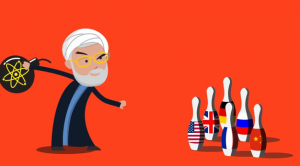 Iran's bomb threatening the World Powers, in Israel's Ministry of Diaspora Affairs animated video. Photo: Screenshot.