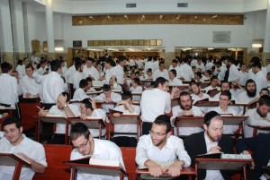 Students in a yeshiva on Shavuot. Photo: provided. 
