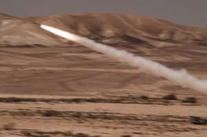 IDF MLRS rocket caught in mid-flight during maneuvers