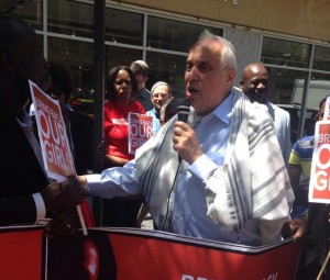 Rabbi Avi Weiss in a solidarity march for the 300 missing girls in Nigeria, in New York City, on June 16, 2014. Photo: Facebook / Jordan Soffer.
