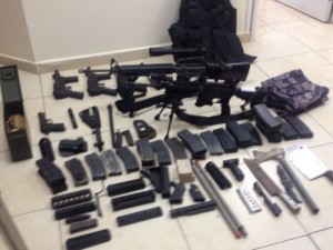 IDF overnight seized hundreds of weapons and explosives in Nablus, as part of Operation Brother's Keeper. Photo: IDF.