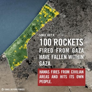 gaza-own-goal IDF map showing 100 Hamas rockets striking within Gaza. Photo: IDF / Twitter.