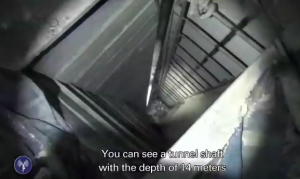 The IDF uncovered a 14-meter tunnel shaft hidden in a basement prayer room of a mosque in Gaza. Photo: Screenshot / IDF.