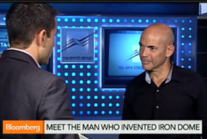 Retired IDF Brigadier General Danny Gold, the man who invented the Iron Dome, being interviewed on Bloomberg TV. Photo: Screenshot.