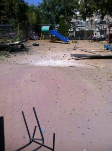 Gaza rocket hits Ashdod kindergarten playground Photo: IDF