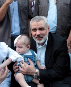 Ismail Haniyeh with Palestinian toddler. Illustration