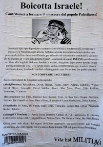 fA poster that blanketed Rome from far-right Italian group Vita Est Militia calling for the boycott of 50 Jewish-owned shops. Photo: Twitter.