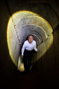 UNSG Ban ki-moon in Hamas attack tunnel. Photo: GPO UNSG Ban ki-moon in Hamas attack tunnel. Photo: GPO