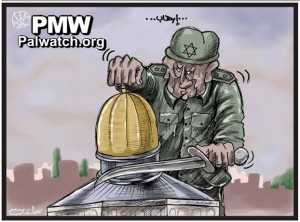 IDF soldier beheading Dome of the Rock. Image: PMW
