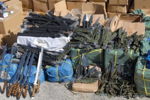 Confiscated weapons headed for Arab rioters. Photo: Israel Police.