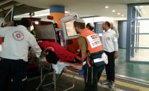 Jerusalem stabbing victim brought to hospital. Photo: Ch2 News.