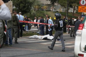 Victims at scene of Jerusalem terror ramming. Photo: Israelphoto
