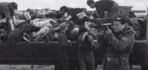Image from the footage taken by British and Soviet forces liberating concentration camps after the Holocaust. Photo: YouTube screenshot.